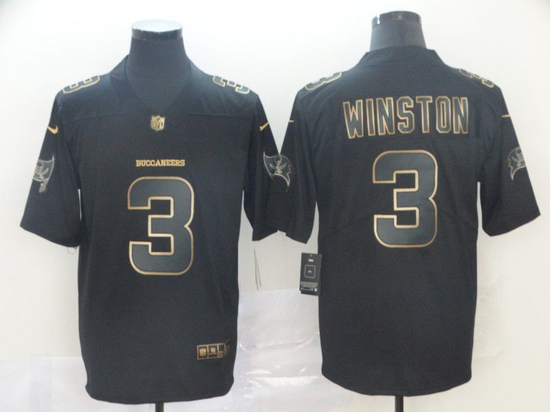 Men Tampa Bay Buccaneers #3 Winston Nike Vapor Limited Black Golden NFL Jerseys